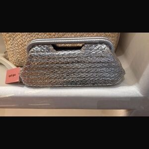 Cult gaia Aurora LH clutch silver. New with tags & duster. Never used